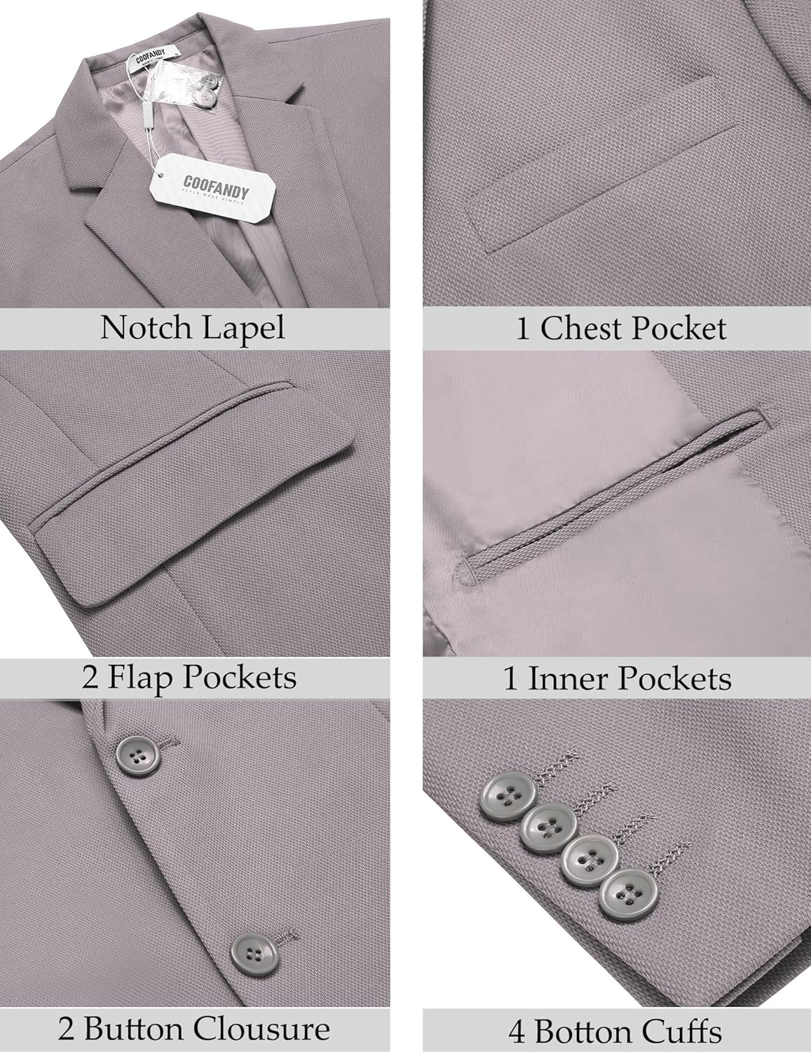 COOFANDY Men's Casual Blazer Slim Fit Lightweight Sport Coat Two Button Suit Jacket - Image 5