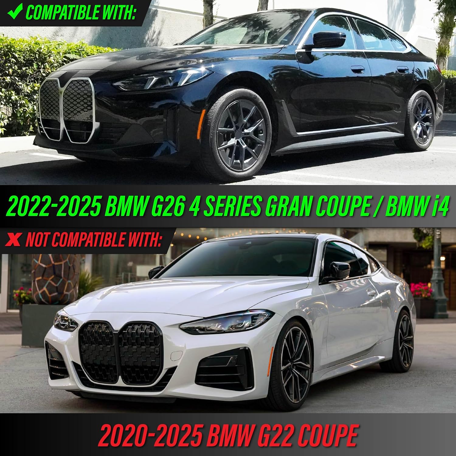 USR 22-25 G26 Side Marker Light – Front Bumper Lamps (Left + Right) Set - Compatible with 2022-2025 BMW 4 Series Gran Coupe and i4 All Models/Trims 4Series grandcoupe Bimmer (SMOKE LENS REFLECTOR)