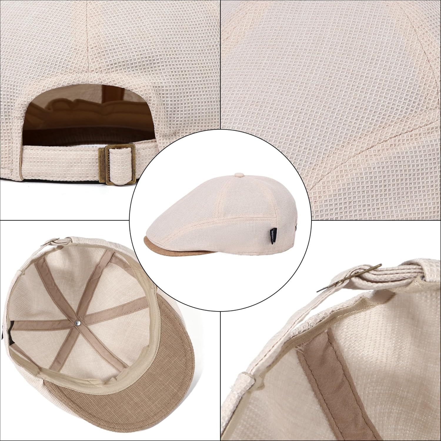 Newsboy Hats for Men 6 Panel Flat Cap Breathable Ivy Hat Retro Gatsby Hat Mens Beret Cap Hunting Hat - Image 6