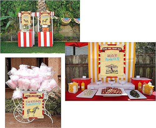 Miniatura 2 de Suministros para fiestas con temática de circo retro, decoración de cumpleaños, carnaval, letreros de comida (letreros de decoración de alimentos)