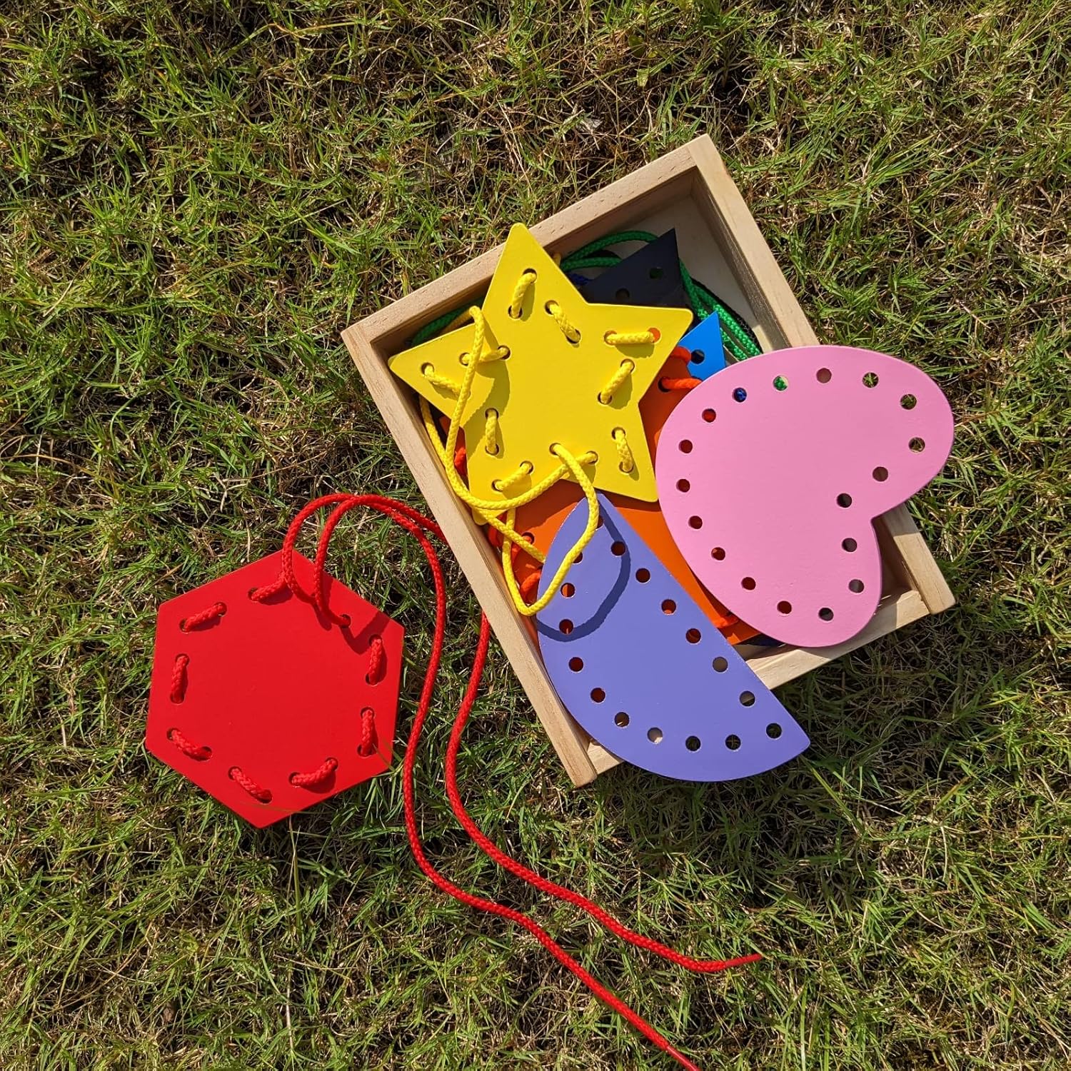 7 Pcs Wooden Lacing Cards for Toddlers image 6