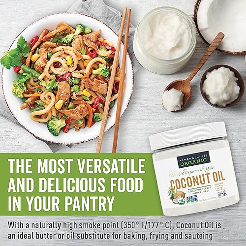 Vista 32 de Viva Naturals Aceite de coco orgánico, 32 onzas líquidas, sin refinar, aceite de coco virgen extra prensado en frío, orgánico y sin OMG, aceite