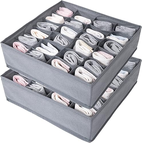 Miniatura 2 de Paquete de 2 separadores organizadores de cajones de calcetines, cesta organizadora de almacenamiento plegable para armario y contenedores de