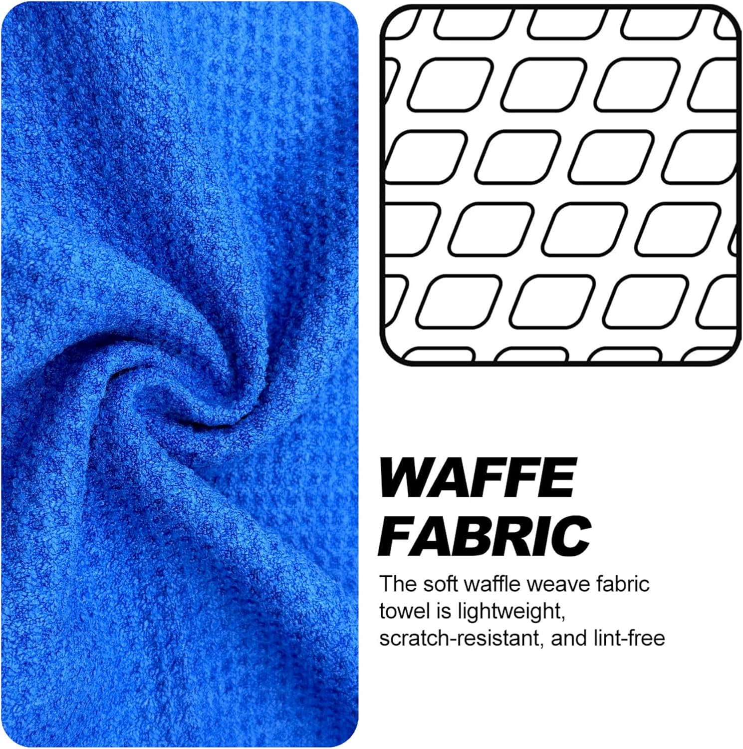 2-Pack Magnetic Golf Towel with Clip, Microfiber Waffle Design - Industrial Strength Magnet for Strong Hold to Golf Bags, Carts & Clubs - Blue - Image 2
