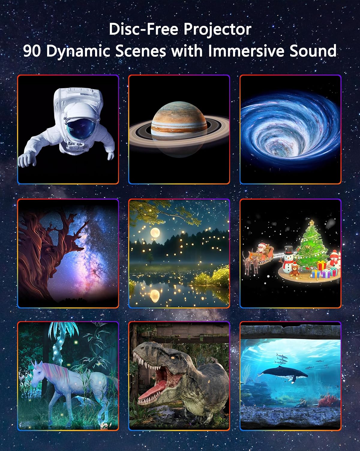 3D Galaxy Projector, Star Projector with 90 Dynamic Scenes, HD Planetarium Projector Night Light with Bluetooth Speaker for Room, Christmas Gift for Kids Adults, Relaxing Ambiance