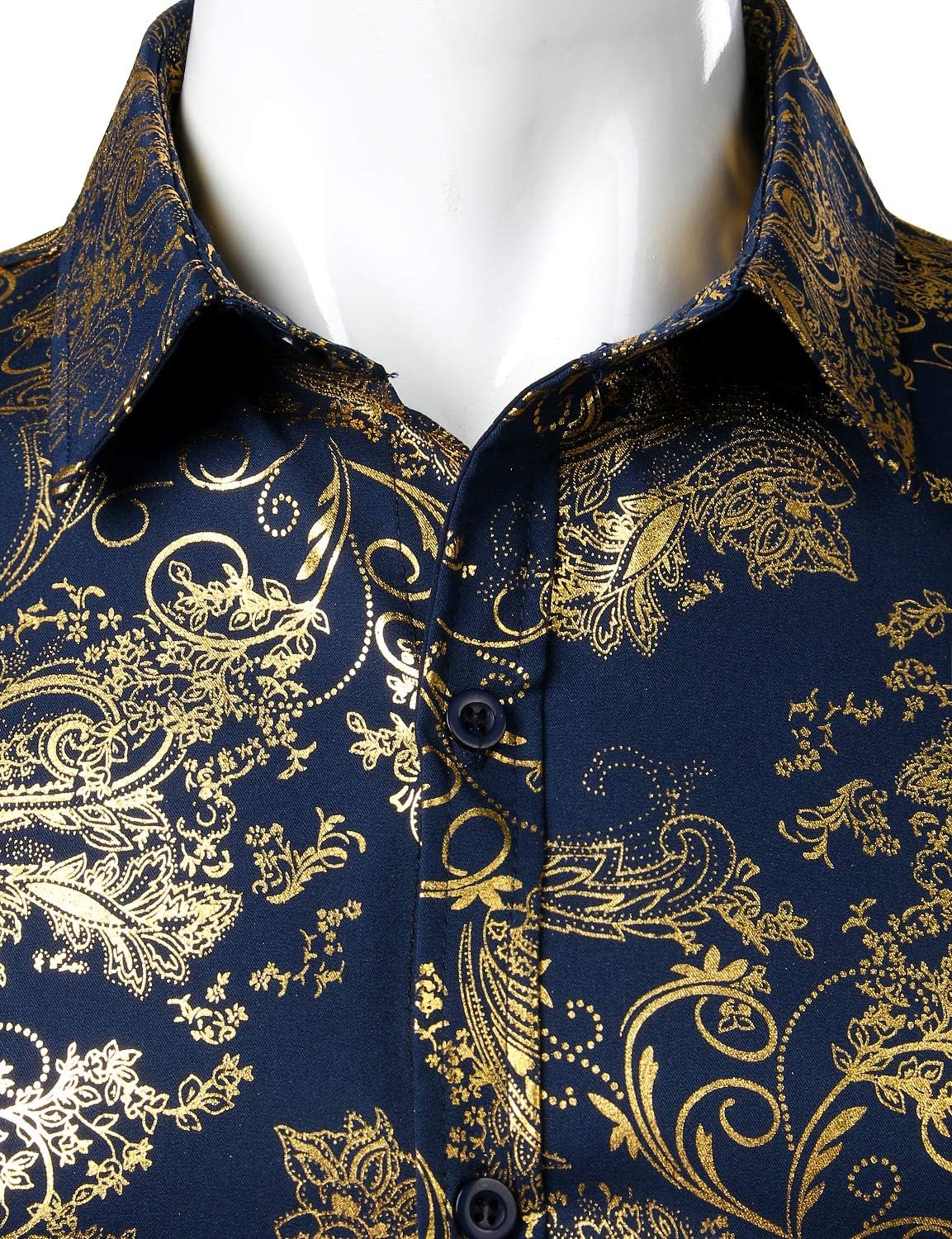 ZEROYAA Men's Luxury Paisley Floral Printed Button Down Shirt