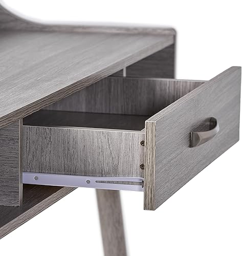 Miniatura 9 de Christopher Knight Home Brenda Mid-Century - Escritorio moderno de tablero de fibra para oficina en casa, acabado de roble gris