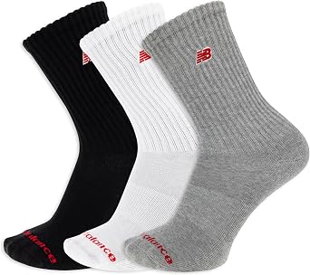 New Balance Unisex Adult Organic Cotton Crew & Mid-crew Socks - 3 Pairs - Arch Support