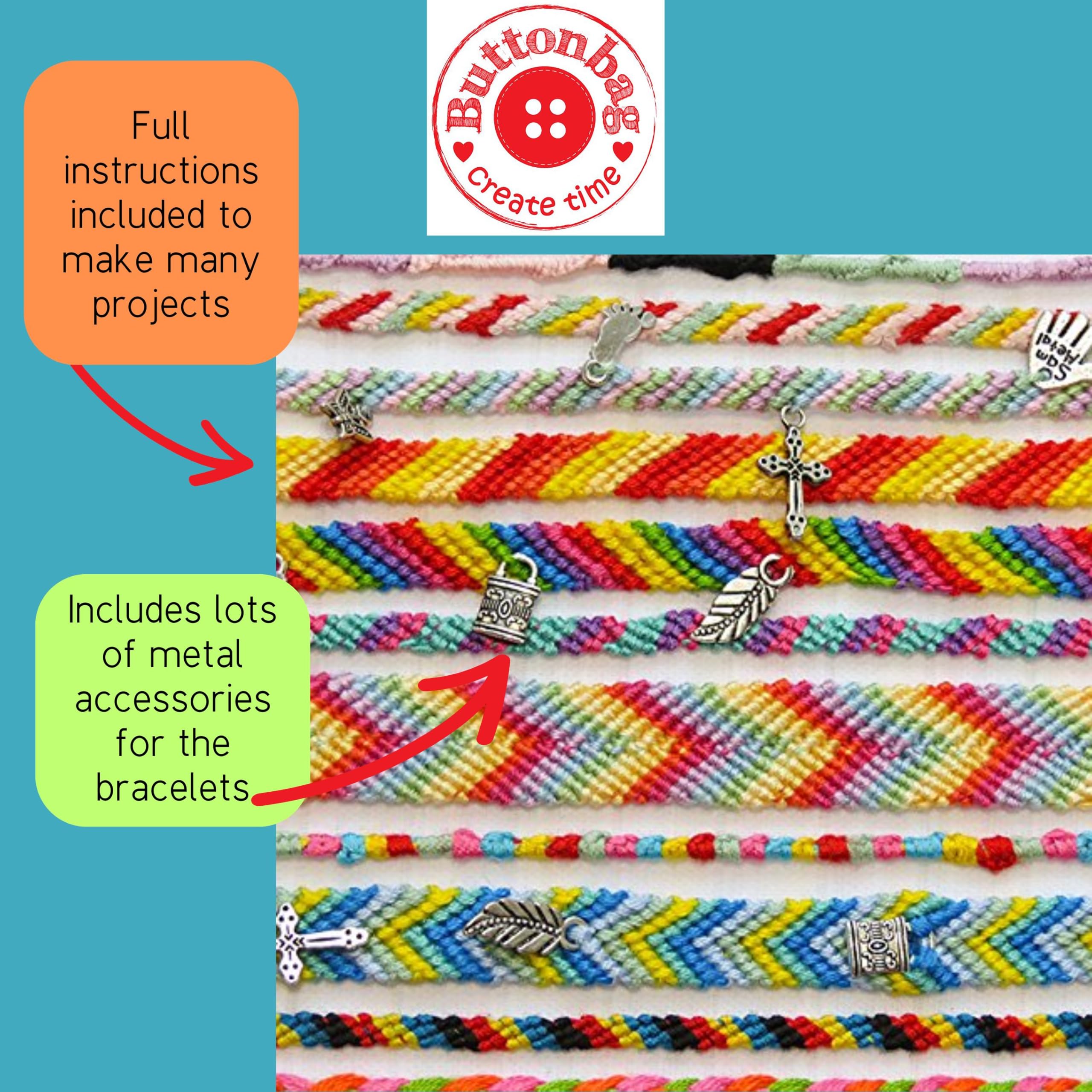 Friendship Bracelet Making Kit: Pastel Hearts – Lazy May Sewing Club