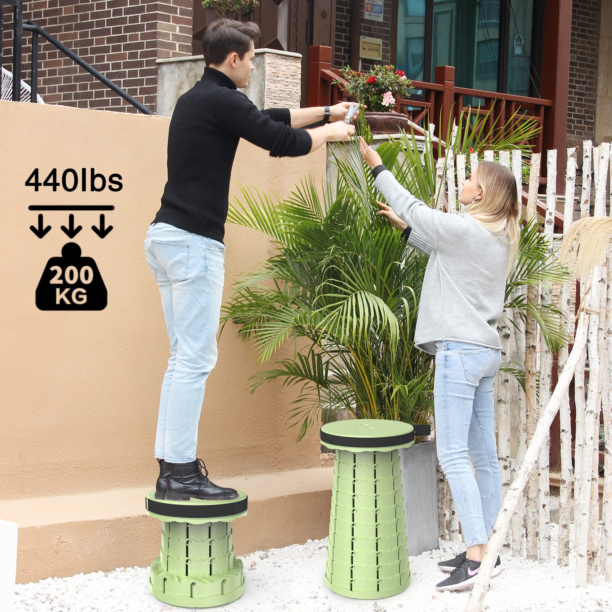 Sgabello pieghevole portatile con cuscino, leggero, sgabello telescopico per campeggio, pesca e barbecue, sedile compatto e resistente, per uso interno o esterno, supporta fino a 200 kg
