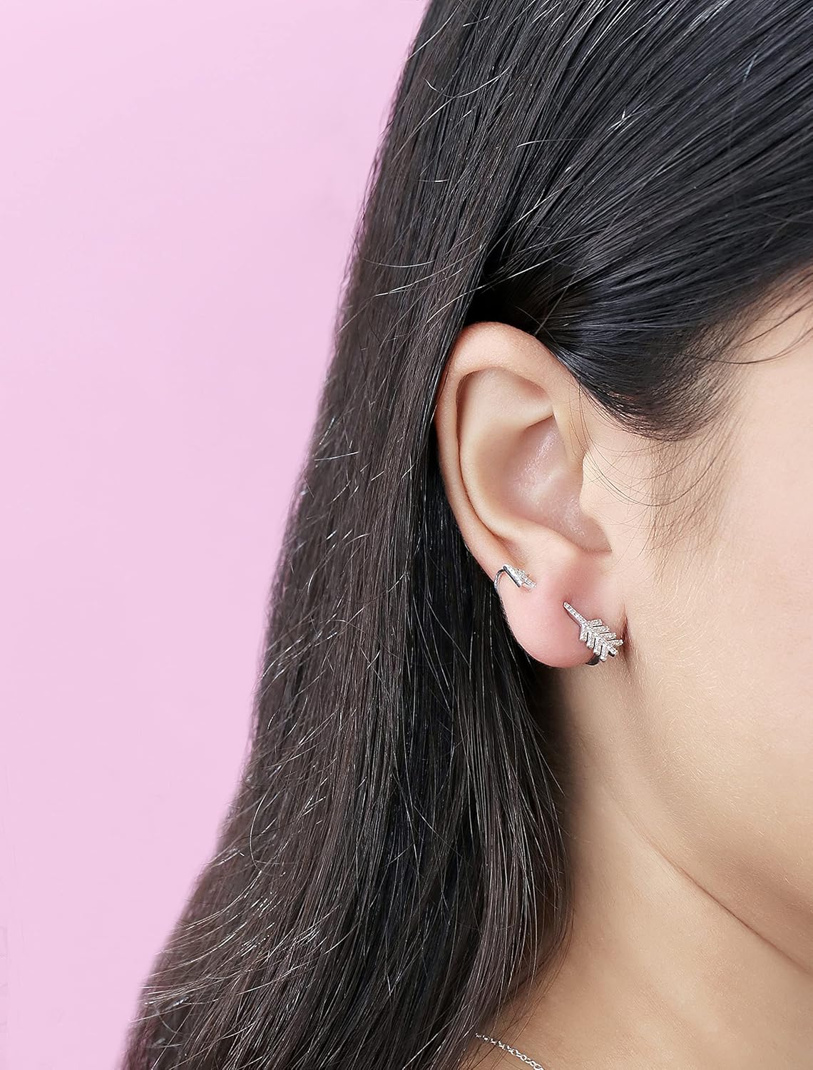 Dazzlingrock Collection 0.10 Cttw Round White Diamond Arrow shaped Climber Earrings for women in 925 Sterling Silver
