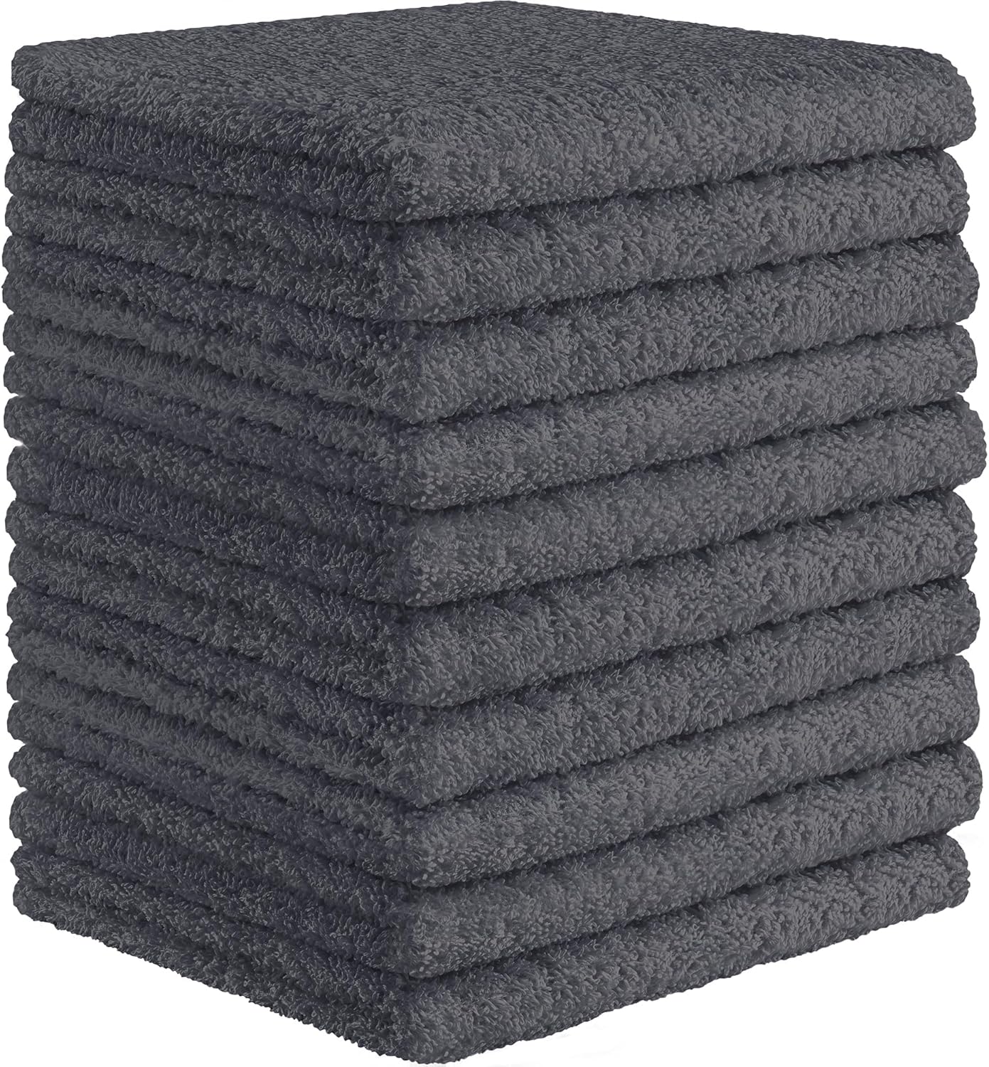 DecorRack 10 Pack 100% Cotton Wash Cloth, Luxurious Soft, 12 x 12 inch Ultra Absorbent, Machine Washable Washcloths, Gray (10 Pack) - Amazon product rated Grade B