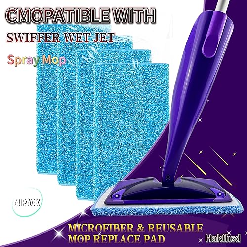 Miniatura 4 de HAKFHSD Recambio de mopa húmeda de microfibra  Almohadilla de repuesto reutilizable lavable  Compatible con trapeadores húmedos Swiffer Wetjet de 10
