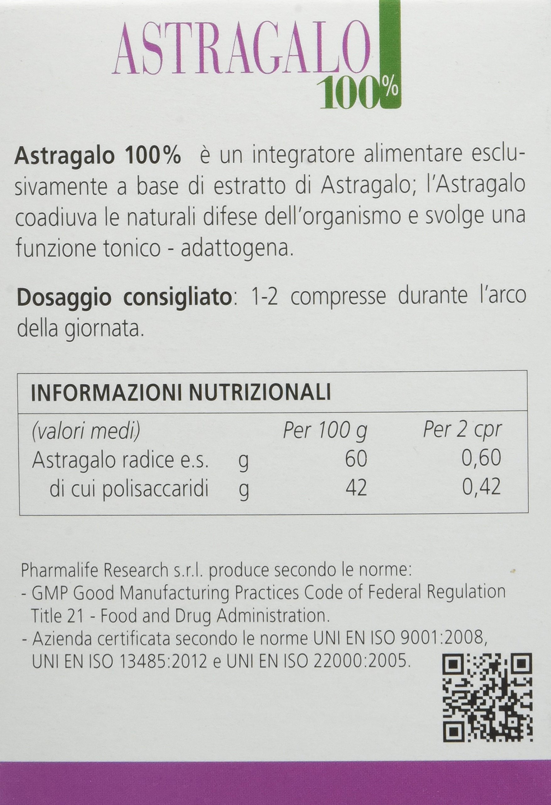 Pharmalife Astragalo 100%, 60 Compresse