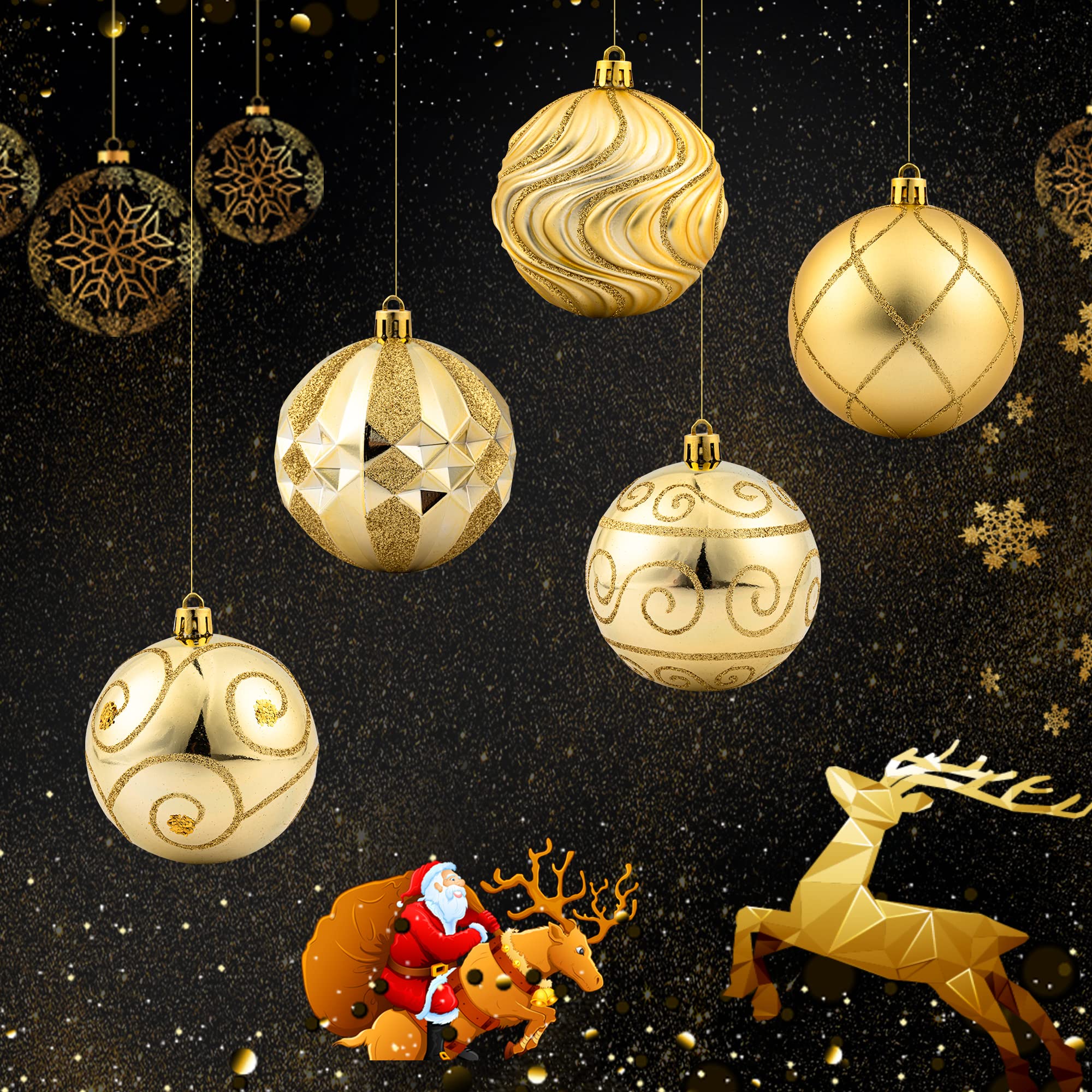 Adornos de Navidad – Juego de 16 adornos de bolas de Navidad, varios adornos de Navidad inastillables brillantes para árbol de Navidad, decoración de árbol de Navidad para vacaciones de Navidad