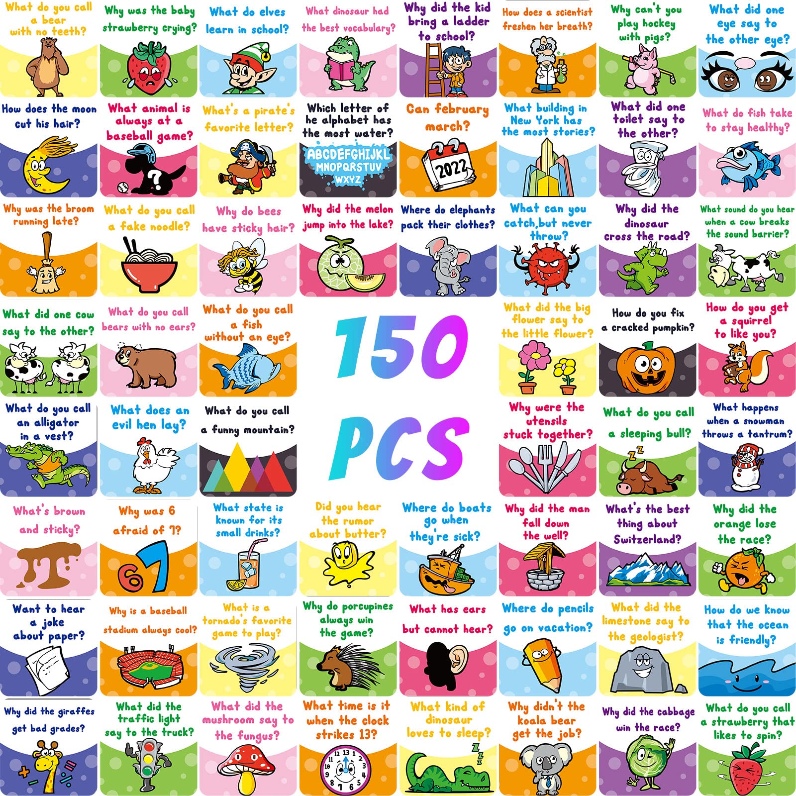 60 Lunchbox-Witze Für Kinder – Niedliche Karten Mit Motiven, 8,9x8,9 Cm, Motivierend & Lustig