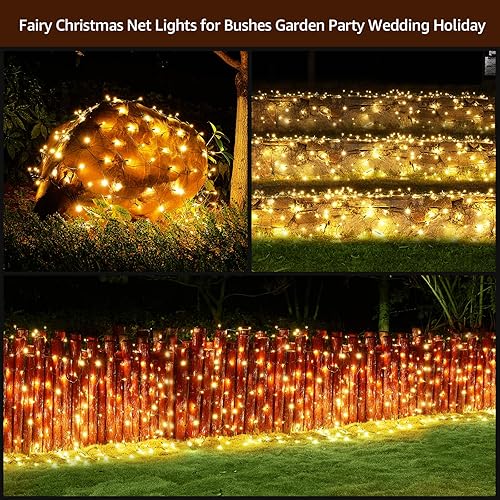 Miniatura 5 de Red de luces LED de Navidad al aire libre, decoraciones de Navidad para exteriores, 120 LED, 6 pies x 4 pies, conectables, red de malla de agua,