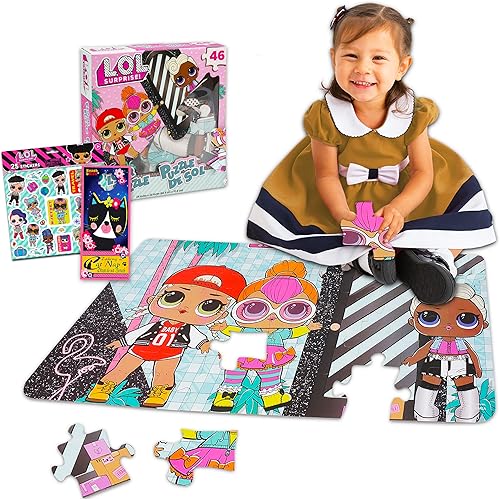 LOL Surprise - Caja de rompecabezas para niños, rompecabezas de 3 pies, 46 piezas con calcomanías de recompensa y colgador de puerta de gato