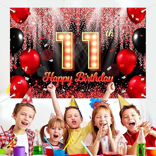 Miniatura 9 de Cartel de fondo de feliz cumpleaños número 15, fondo negro y rojo con fondo neón brillante para fiesta de cumpleaños, fotografía, fondo de cabina