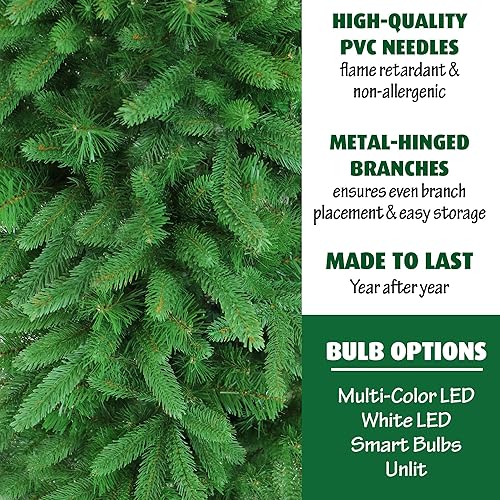Miniatura 13 de Fraser Hill Farm Árbol de Navidad artificial de pino carmelo preiluminado de 7.5 pies con luces LED dobles multicolor y blanco cálido, follaje LED