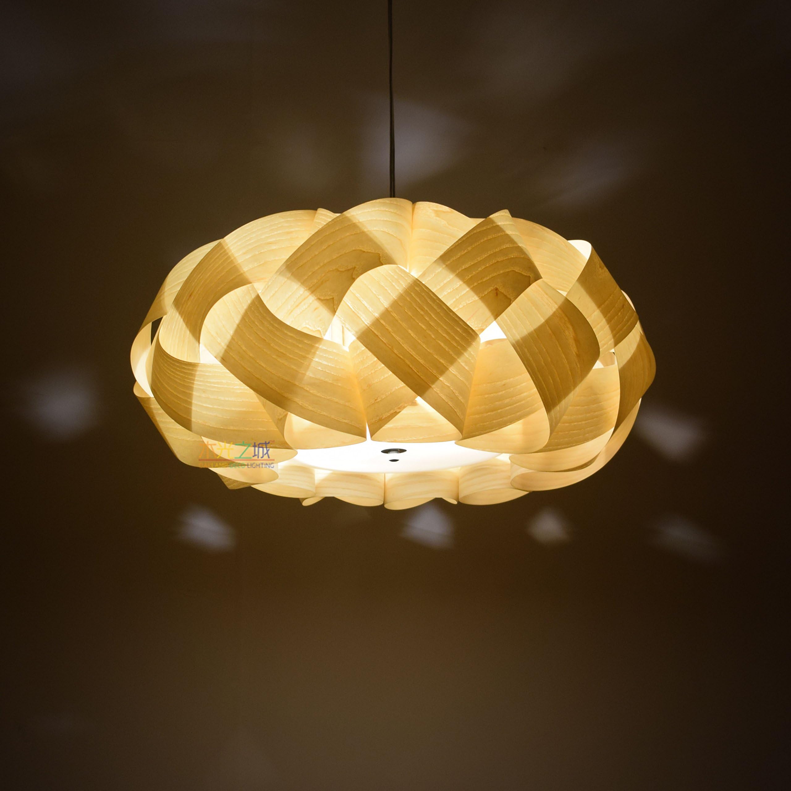 Handmade Wood Braids Hanging 3-Light Pendant Light, made of American ash wood veneer,Handmade wood pendant lamp, it is a beautiful hanging lighting for home decorative