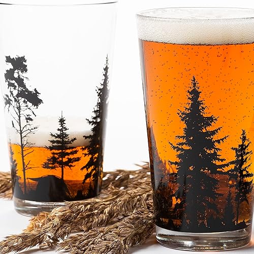 Miniatura 2 de Black Lantern Juego de 2 vasos de pinta con temática de la naturaleza, vasos de pinta en diseños únicos para entusiastas de la cerveza artesanal