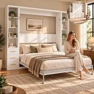 Queen Murphy Bed with Storage and Side Cabinets