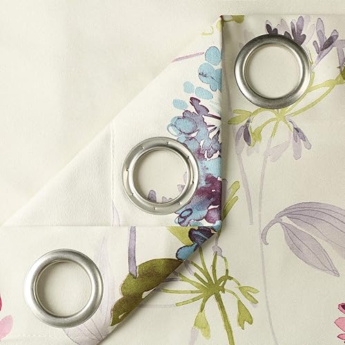 Miniatura 6 de Leeva Cortinas opacas de hojas moradas para puerta corrediza de patio, elegante y vívido de 63 pulgadas de largo, con aislamiento térmico impreso,