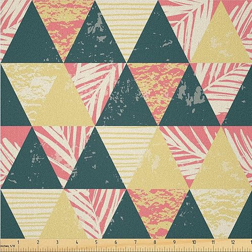 Miniatura 23 de Ambesonne The Yard, tela de plumas de pavo real, diseño retro ondulado de colores ondulados en la parte trasera morada, tela de microfibra para