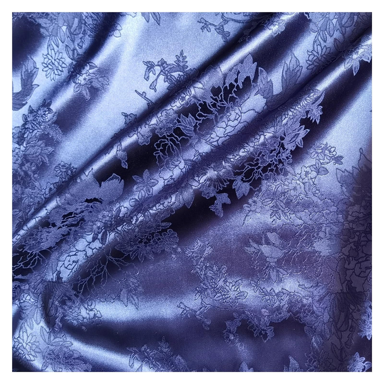 Tela de satén 58'' ancho, brocado floral, tela damasco charmeuse sedoso, material forro for vestido, kimono y traje para costura y confección(Red,5 X 1.48M)