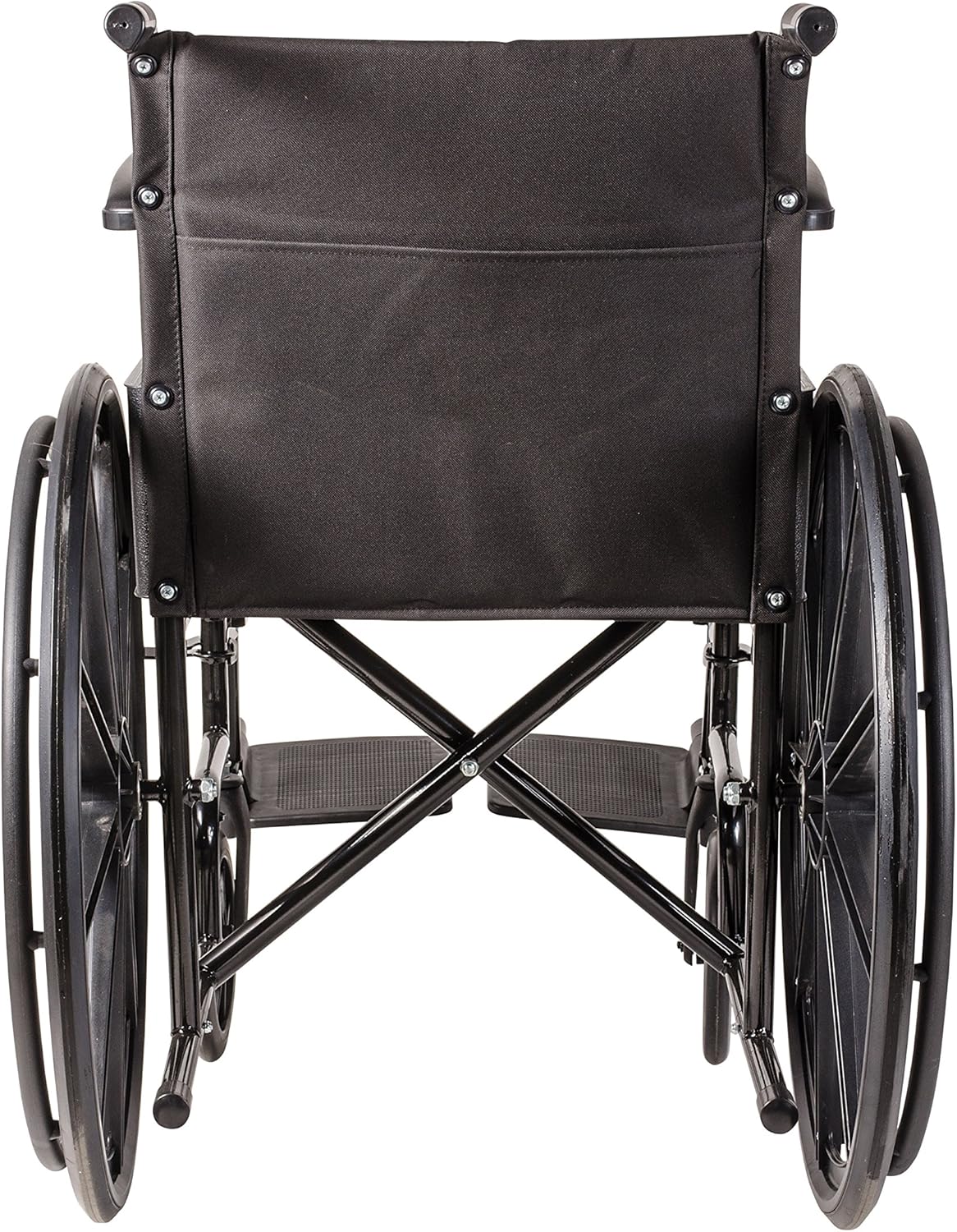 DMI Transport Chair Travel Wheelchair with Solid Steel Construction, Padded Fixed Armrests, Easy to Fold and Store, Push-to-Lock Brakes, Silver and Black : Health & Household