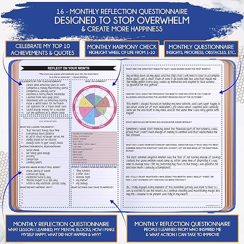Miniatura 6 de Agenda de la Ley de Atracción - Agenda de lujo semanal y mensual, sept. 2022 a dic. 2023, un viaje de 16 meses para aumentar la productividad y
