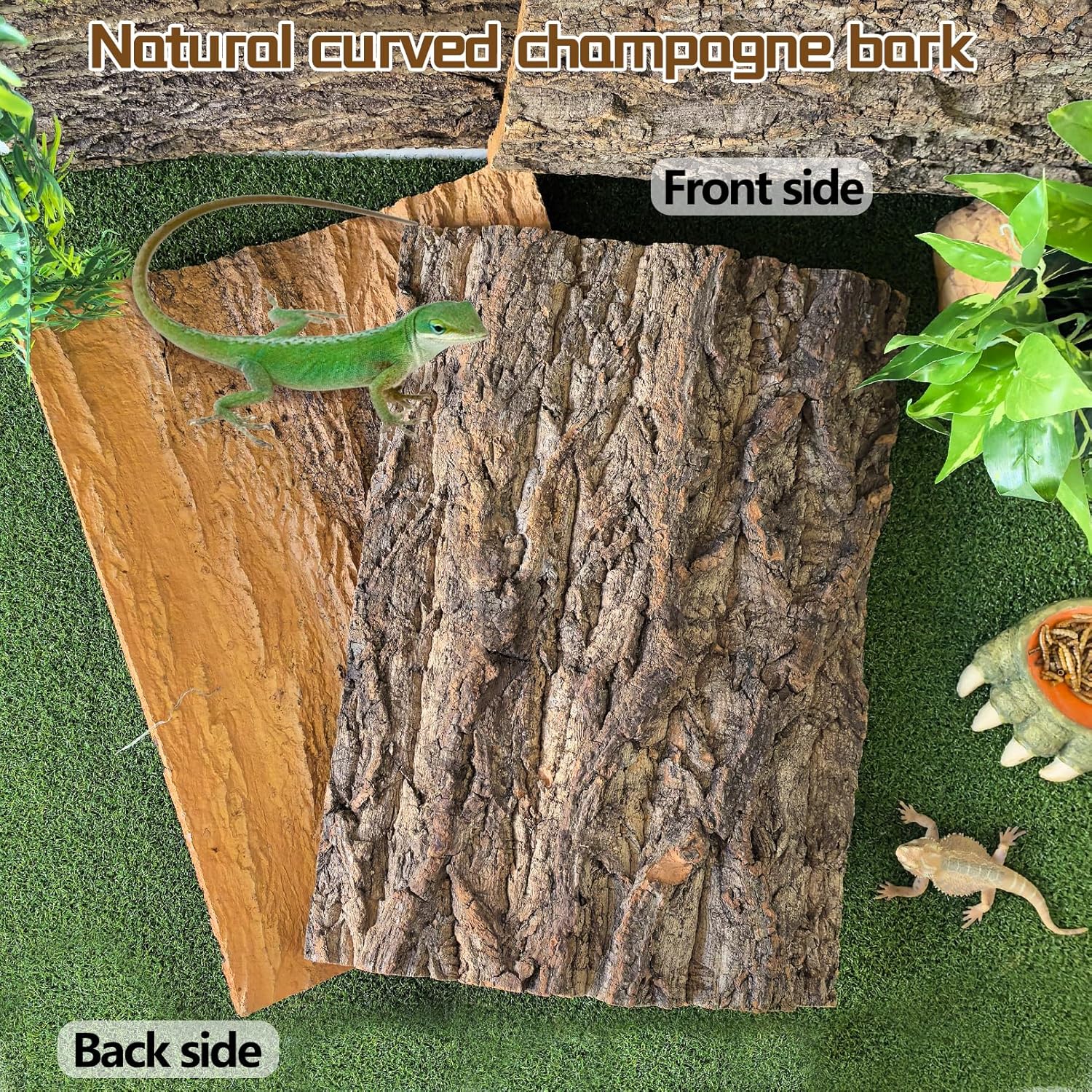Hamiledyi Cork Terrarium Background 11.8x7.9in 4PCS Natural Reptile Cork Bark Flats Terrarium Board Bearded Dragon Climbing Wall Mat Tank Decor for Lizard Chamelon Snake Turtle Spider Crested Gecko