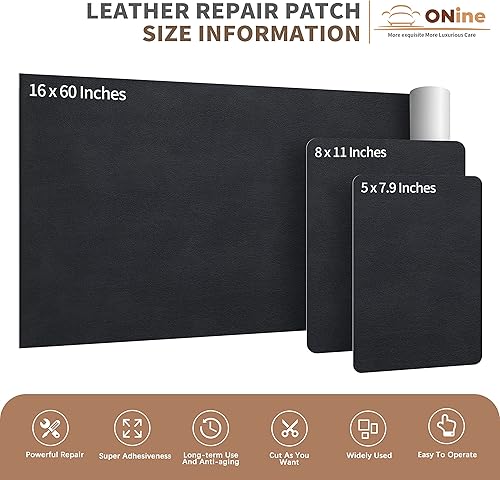 Vista 20 de ONine - Parche para reparación de cuero, autoadhesivo, diferentes colores, de 8 x 11 pulgadas para desprender y pegar, sofás, asientos de automóvil
