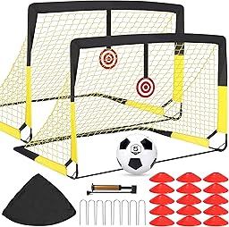 Porte da Calcio per Giardino, Porta da Calcio per 120x90cm, Porticine Da Calcio con Aste In Fibra di Vetro e Reti di Alta Qualità, Bullseye e Borsa per Giardino e Gioco per Interni