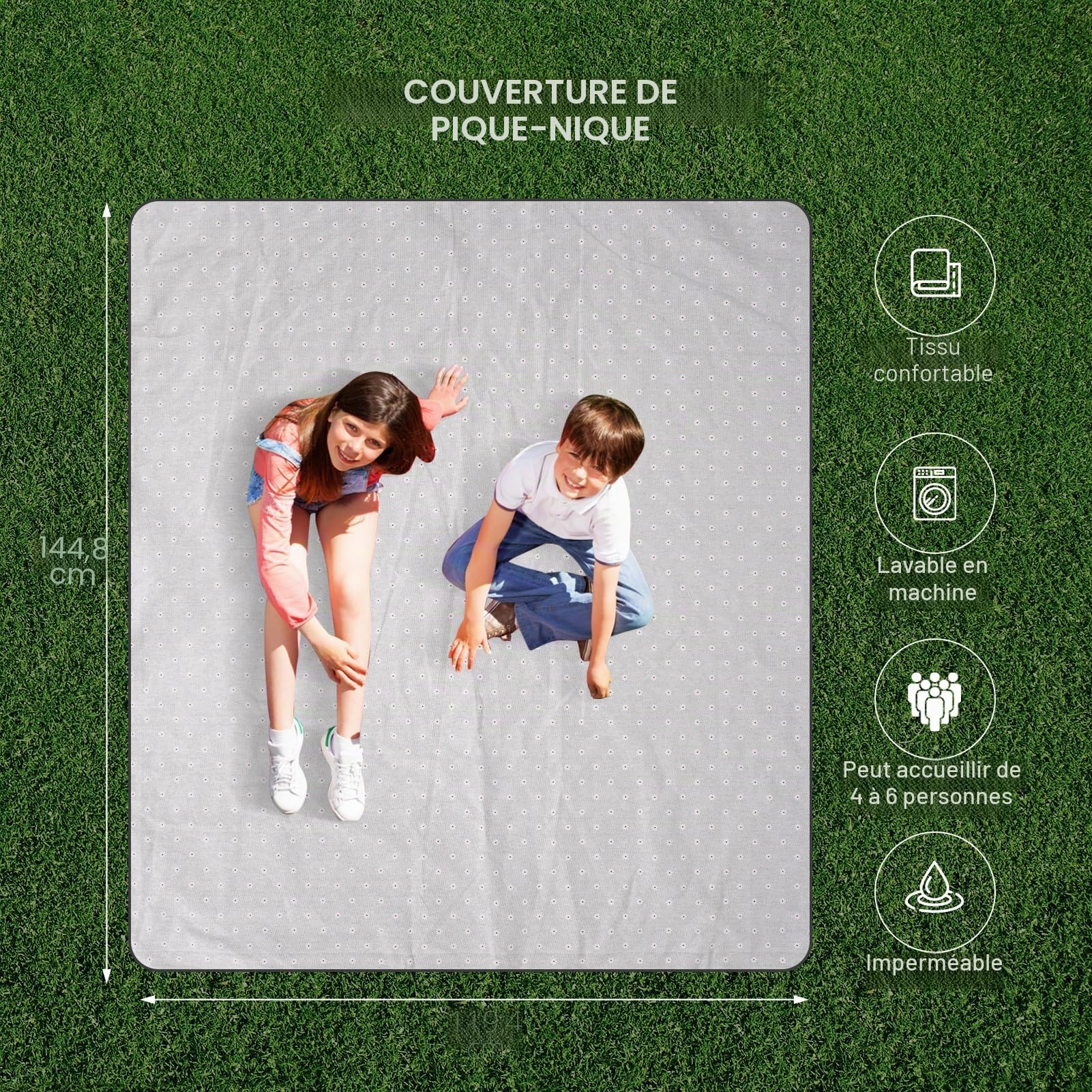 Ensemble de paniers de pique-nique pour 2 personnes - Panier isolé en osier avec couverture imperméable - Table de pique-nique pliable pour vin et couverts - Pour camping, extérieur, Saint-Valentin