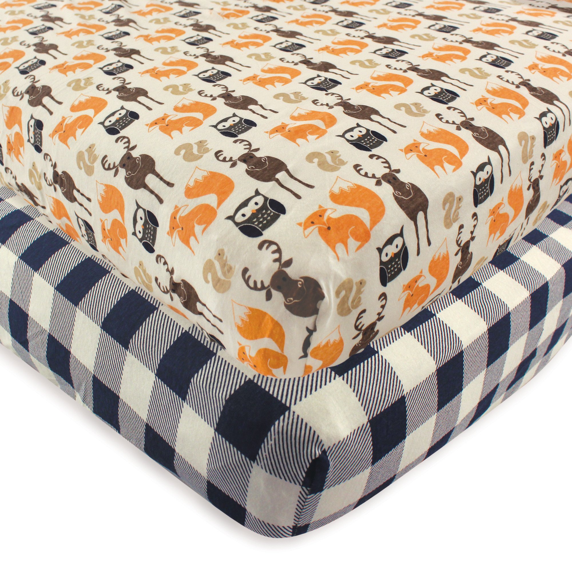 Hudson Baby Unisex Baby Cotton Fitted Crib Sheet, Forest, One Size