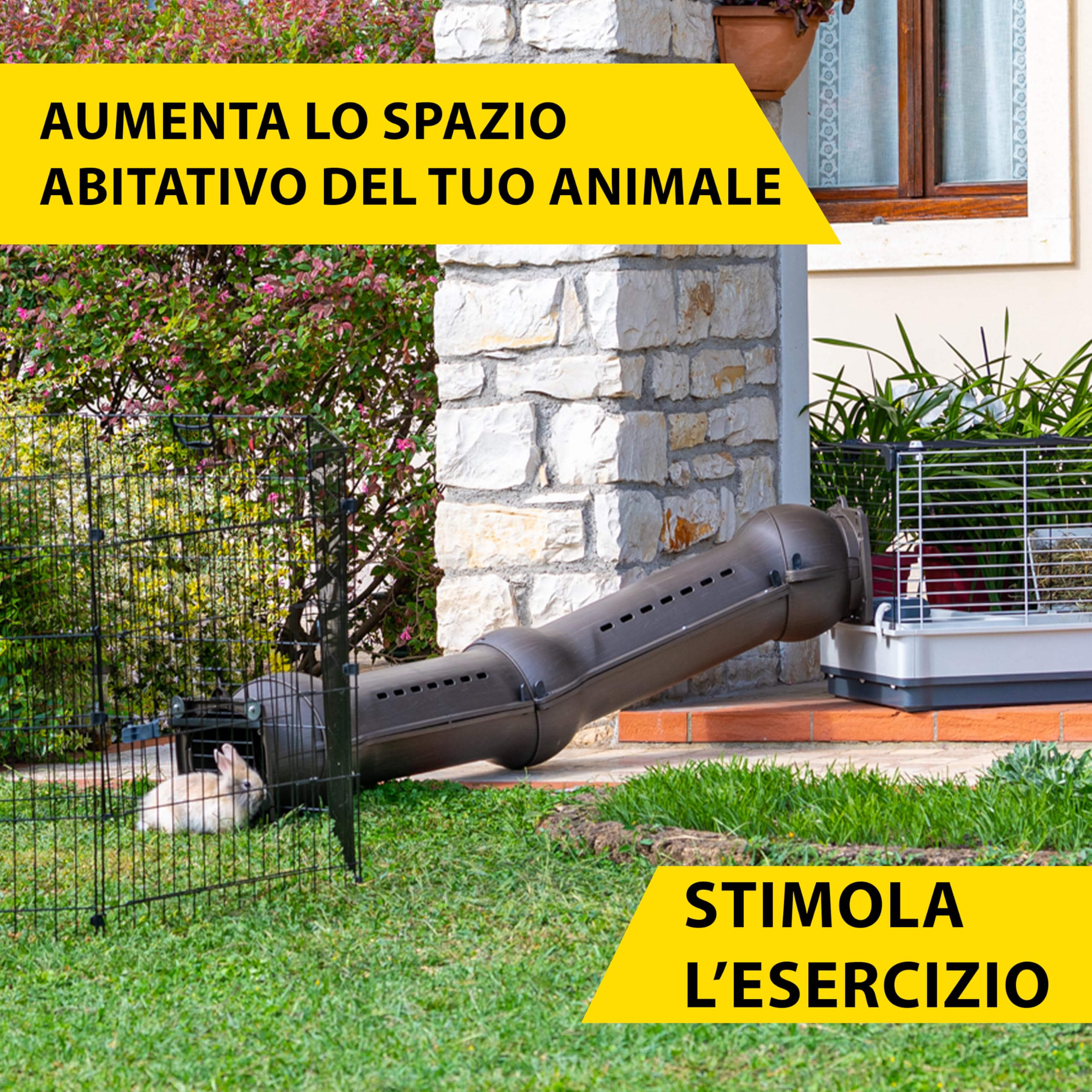 Ferplast Accessori Gabbia Conigli Tunnel per Conigli e Porcellini d’India KIT METRÒ, Sistema di Collegamento per Gabbie Inclusi, Ø27 × 168 cm, Marrone