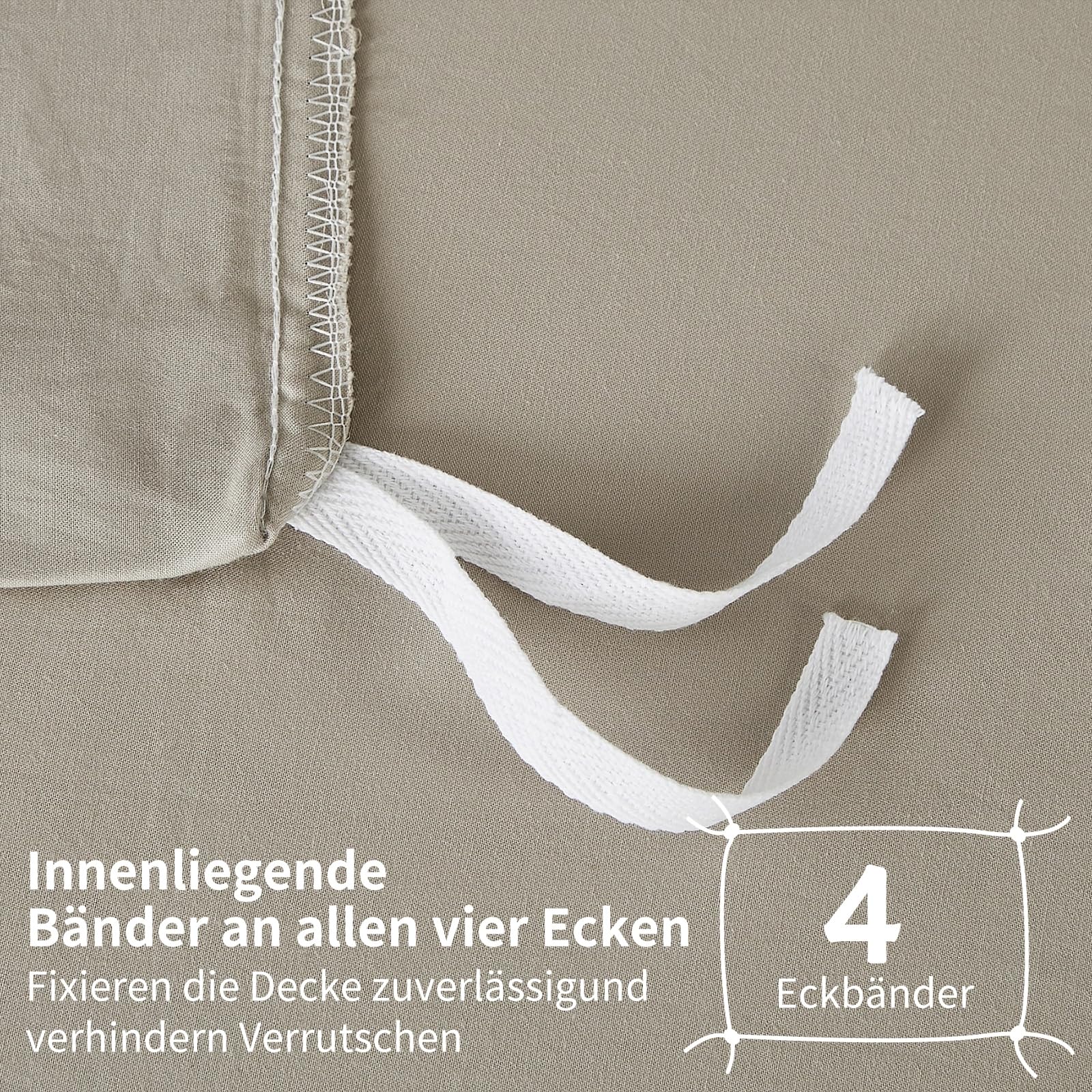 Satin Bettwäsche 220x240 Beige 100% Langstapelige Baumwolle Kühlend Mako Satin Bettwäsche Weich Seidig Atmungsaktiv Seide Bettbezug Set 3 Teilig mit Reißverschluss und 2 Kissenbezüge 80x80 cm