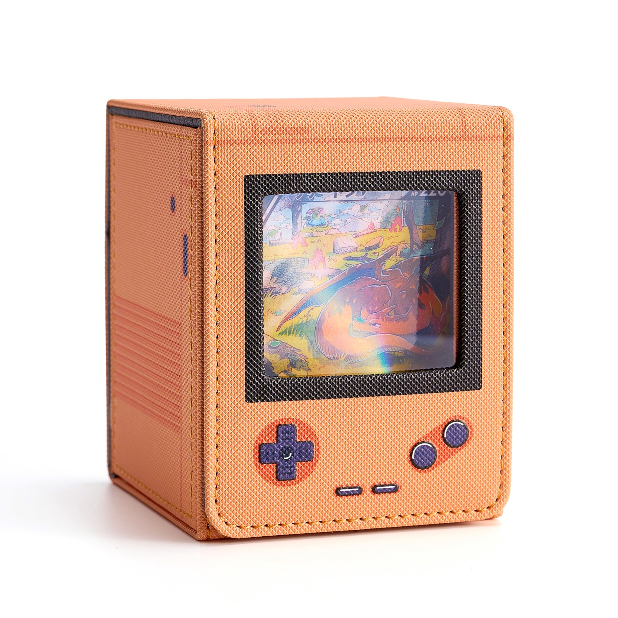 Retro Gaming Console Appearance MTG Deck Box with Commander Display, Card Deck Case Fit 120 Single Sleeved Cards, PU Leather Magnetic Card Storage Box