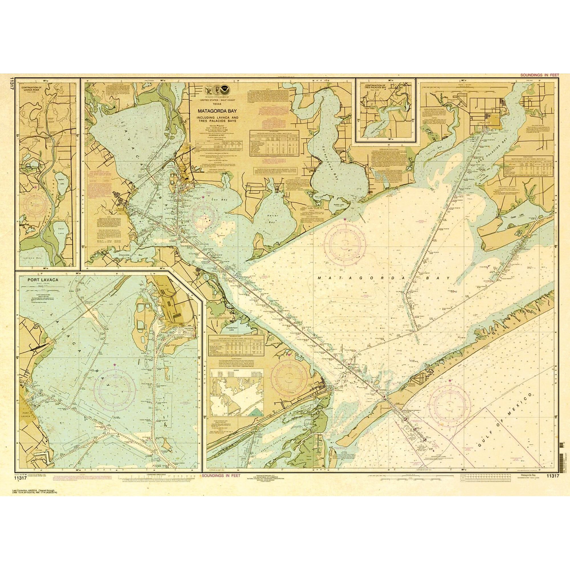 Paradise Cay Publicatoins, Inc. Historical NOAA Chart 11317: Matagorda Bay including Lavaca, Tres Palacios Bays; Port Lavaca; Continuation of Lavaca River - POD - Historic - NCC