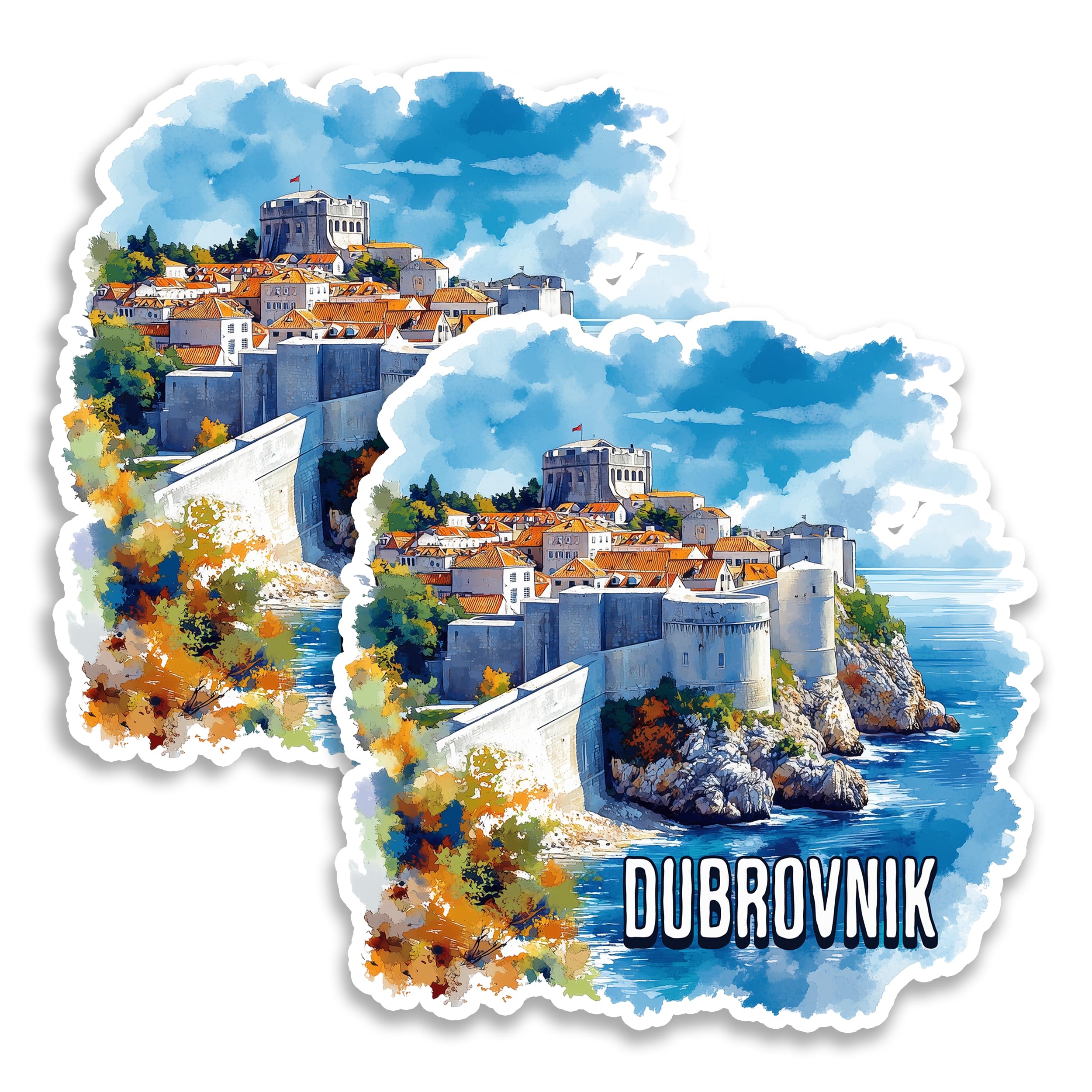 Aimants de voyage solides Dubrovnik pour frigo et casier lot de 2 pièces