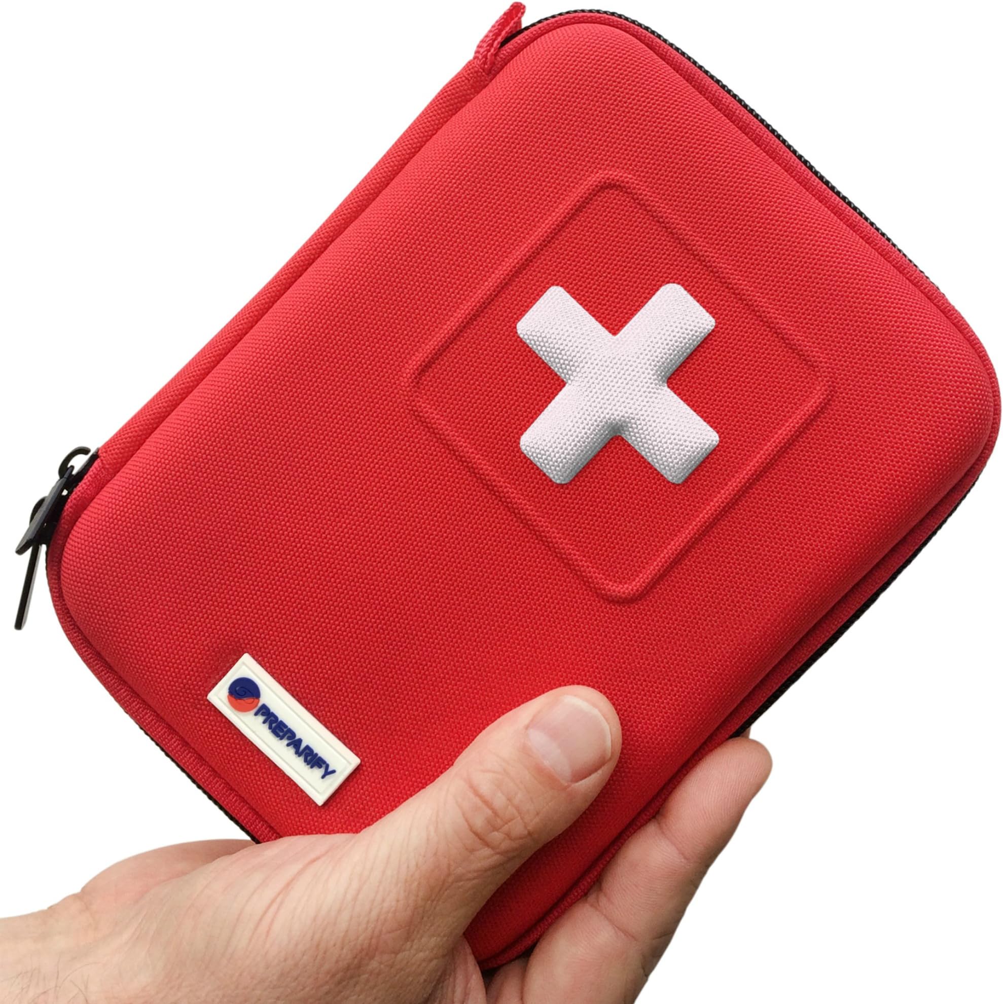 First Aid Kit - 100 Piece, Red Semi Hard Case for Emergency at Home, Outdoors, Car, Camping, Workplace, Hiking & Survival.