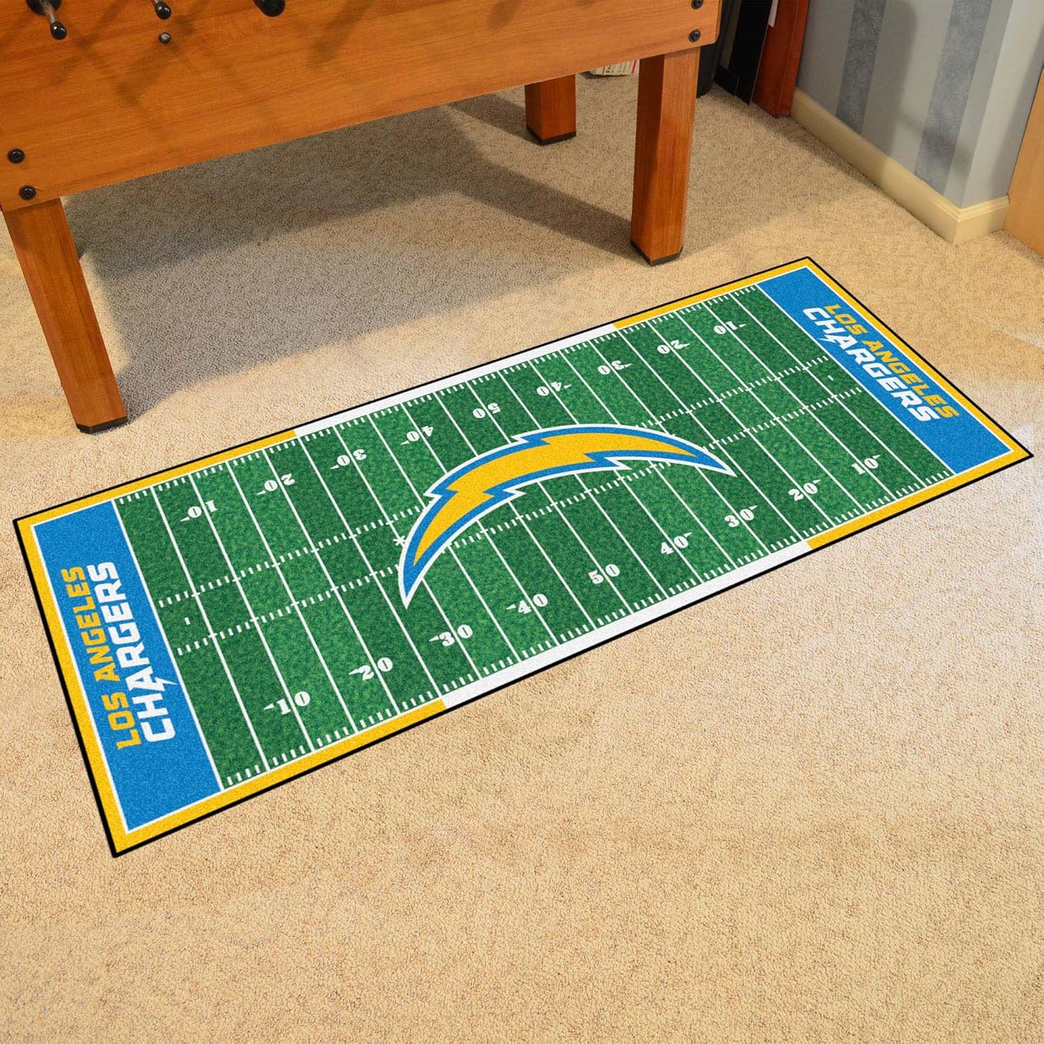 FANMATS NFL San Diego Chargers Nylon Face Football Field Runner , 30"x72"