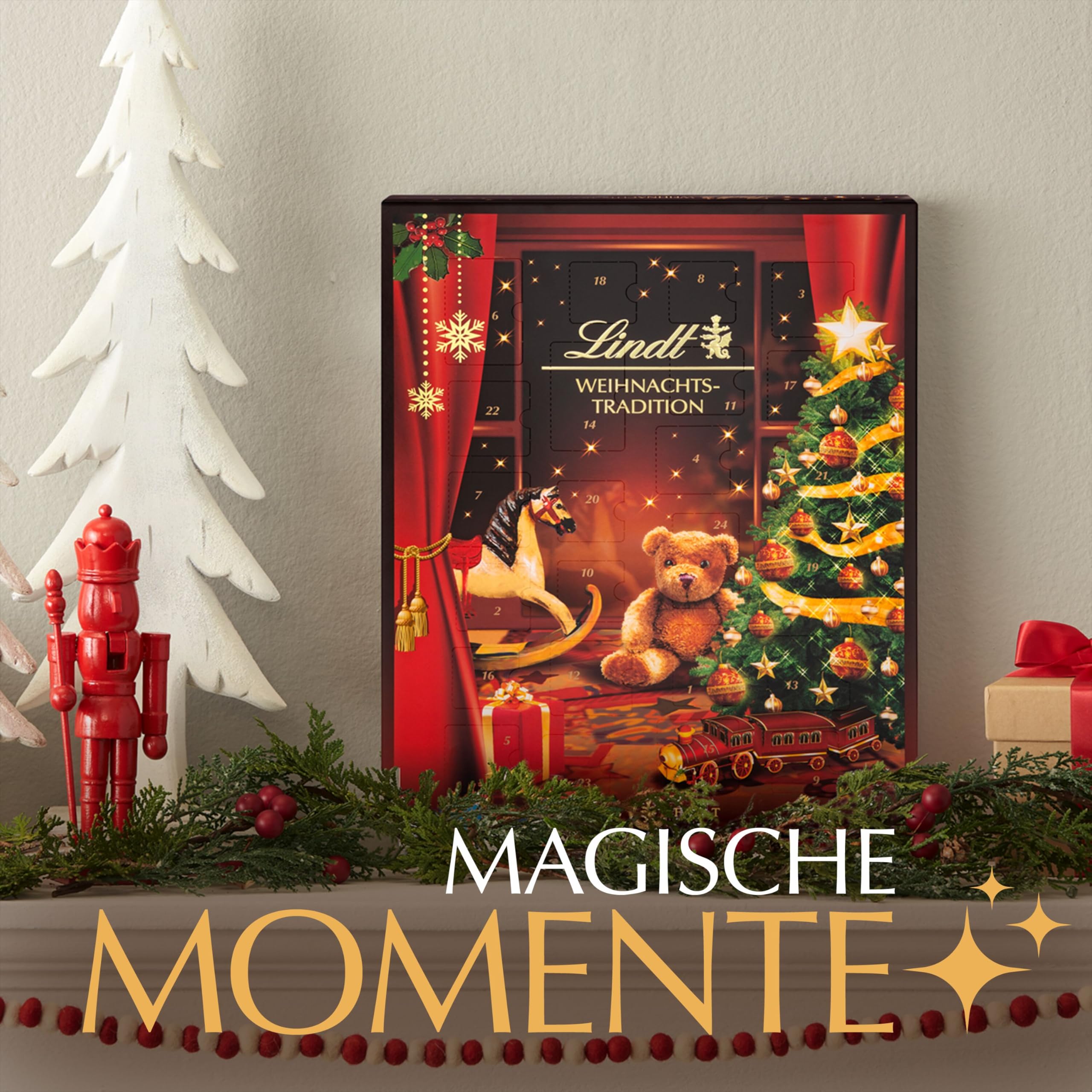 Lindt Calendrier de l'Avent 2024 au chocolat traditionnel 2024, 253 g, 24 chocolats et chocolats différents, cadeau au chocolat pour la période de Noël