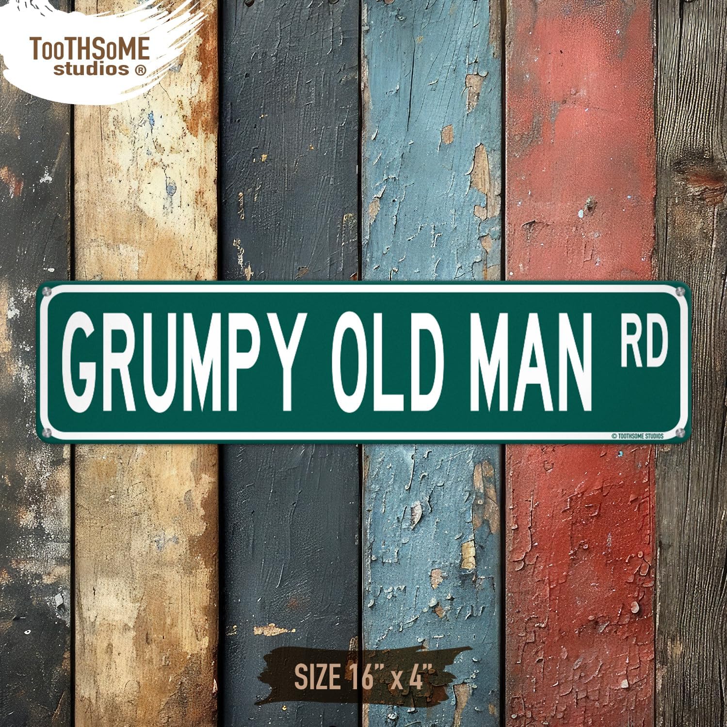 Grumpy Old Man Street Sign 16" x 4" Funny Tin Sign Retiree Theme Garage Home Decor image 3