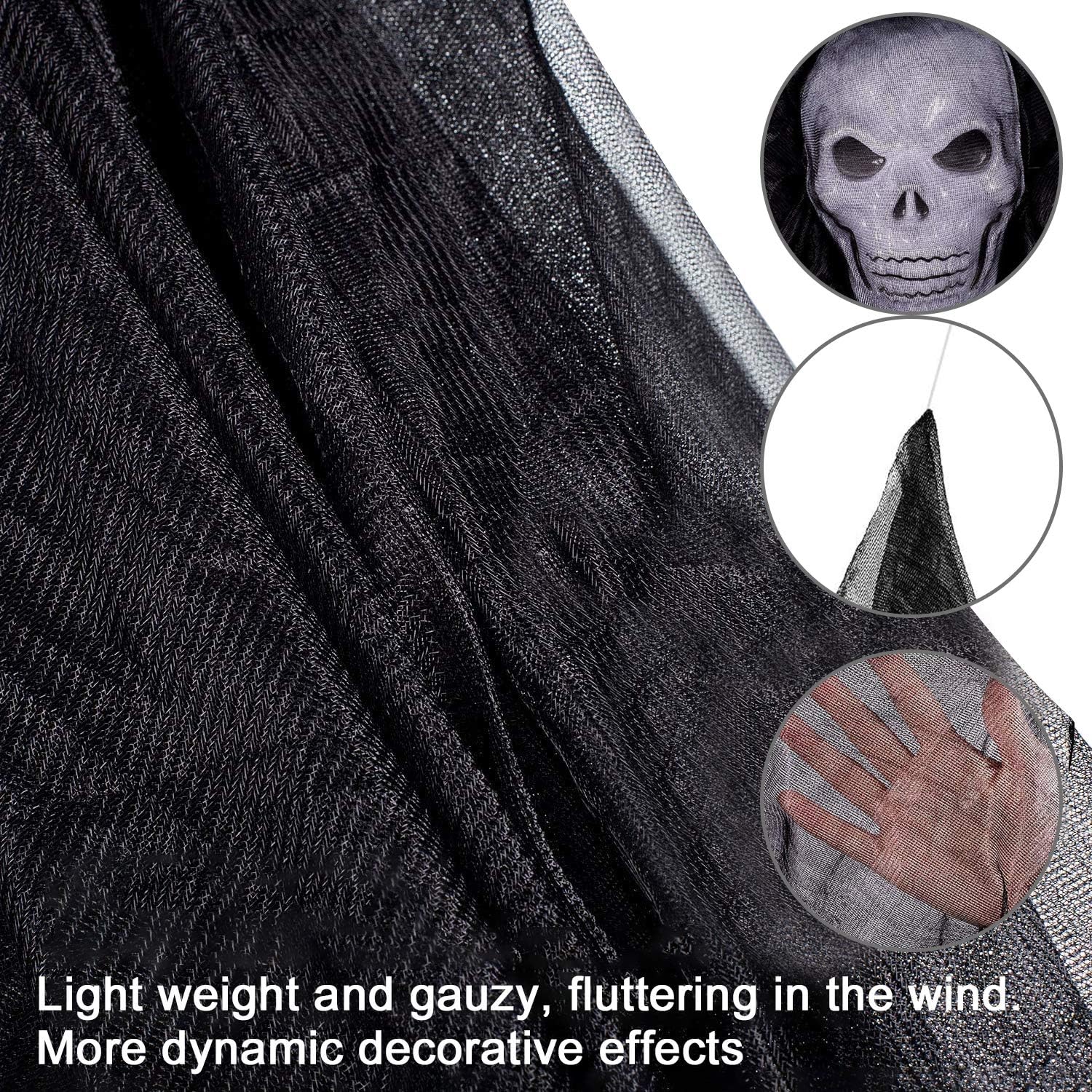 Apsung 12.46ft Halloween Decorations, LED Hanging Flying Gauze Ghost Decorations with Scary Creepy Voice, Upgraded Haunted House Toy for Indoor Outdoor Garden Lawn Party