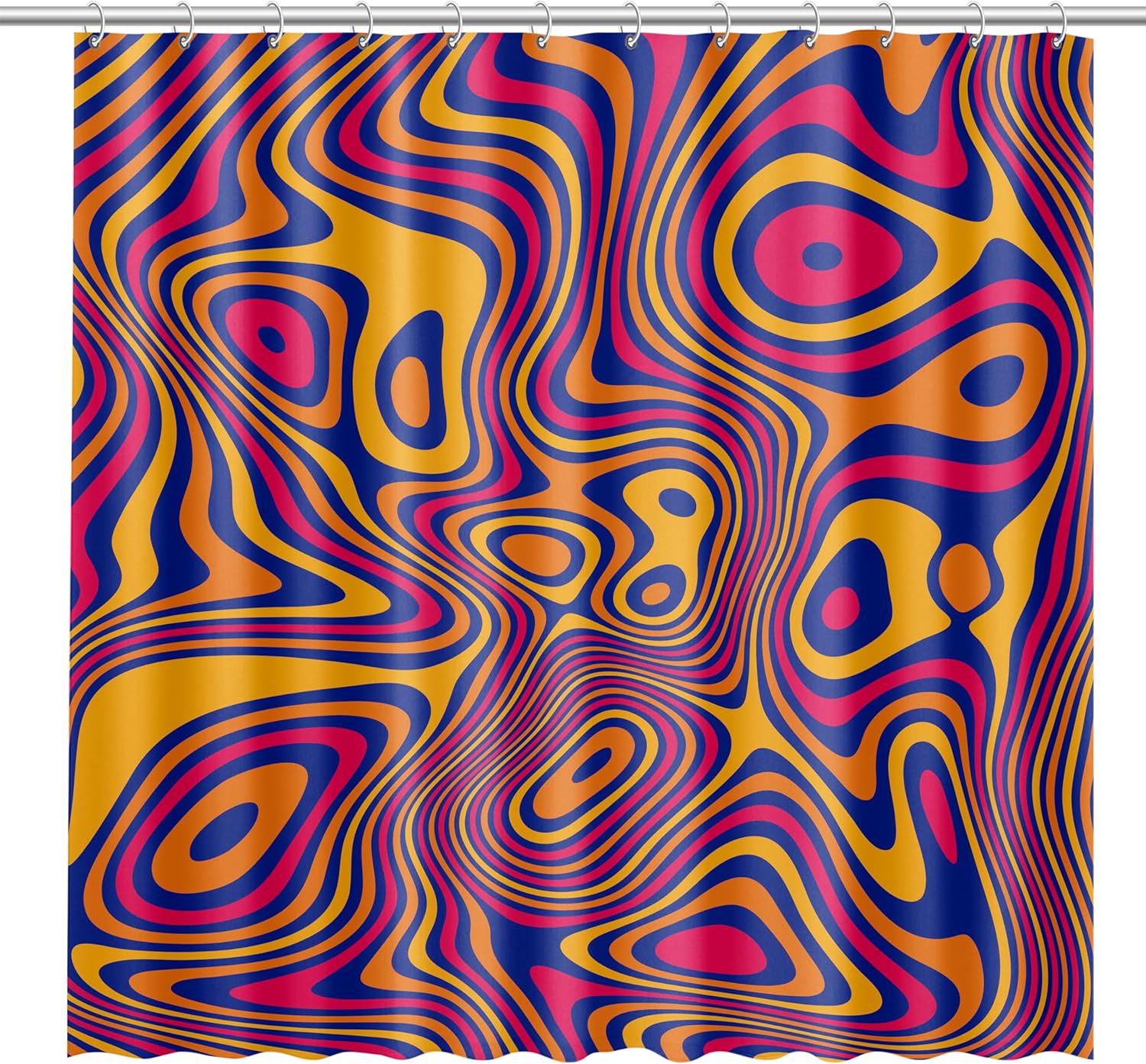 Boho Chic Fabric Shower Curtain for Bathroom | Trippy Hippie Tie-Dye Design on Waterproof Machine-Washable Fabric Shower Curtain Set Includes 12 Stainless Steel Hooks (Tie-Die Trip, 72" W x 72" L)