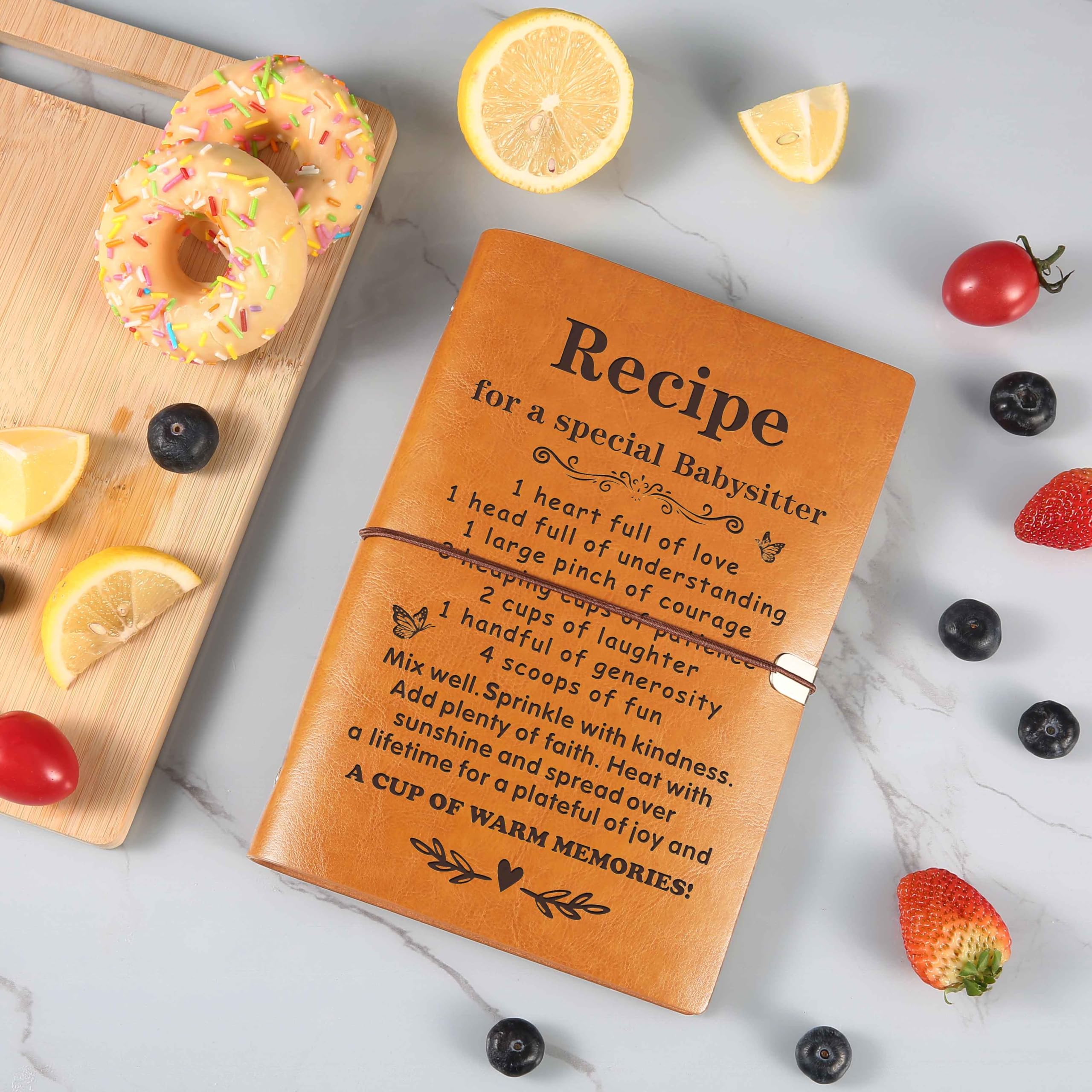 Babysitter Recipe Cookbook-Appreciation Thank You Gift-Birthday or Christmas Gift for Nanny or Caregiver-Removable Binder Notebook with Blank Recipe Pages-Recipe for a Special Babysitter Keepsake