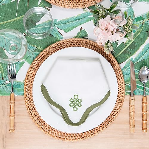 Miniatura 2 de Hofdeco Premium Camino de mesa verde costero para interiores y exteriores, 18 x 72 pulgadas, impermeable, para patios, hojas de plátano